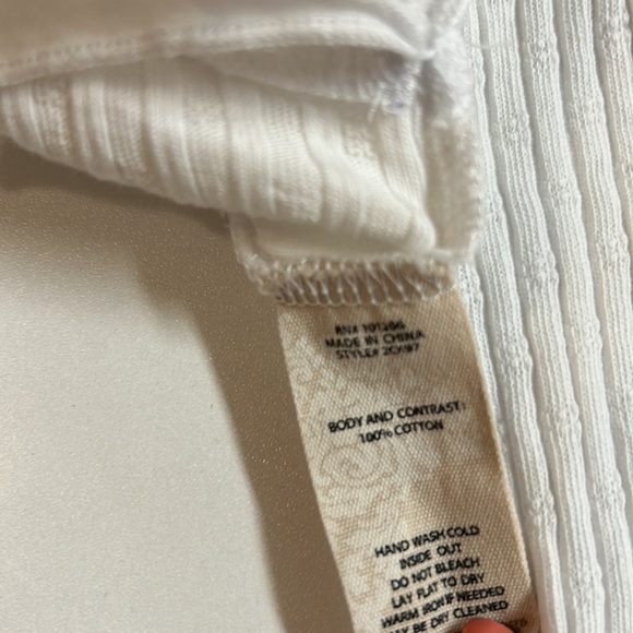 SOFT Surroundings White Knit V-Neck Contrast Trim Rossi Tunic Size Large - Picture 9 of 9